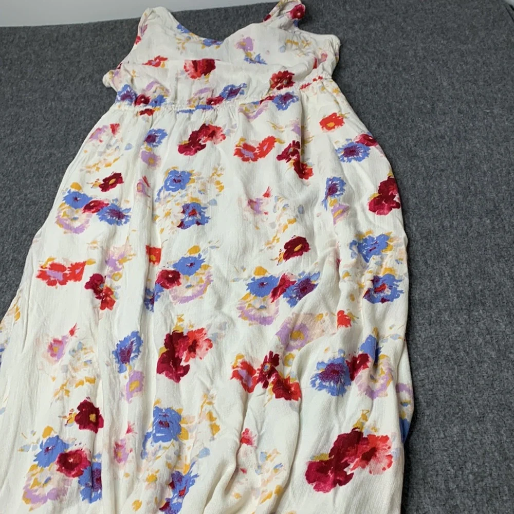 Lucky Brand Cream Floral Maxi Dress with Red, Blue & Purple Blooms - Picture 7 of 7